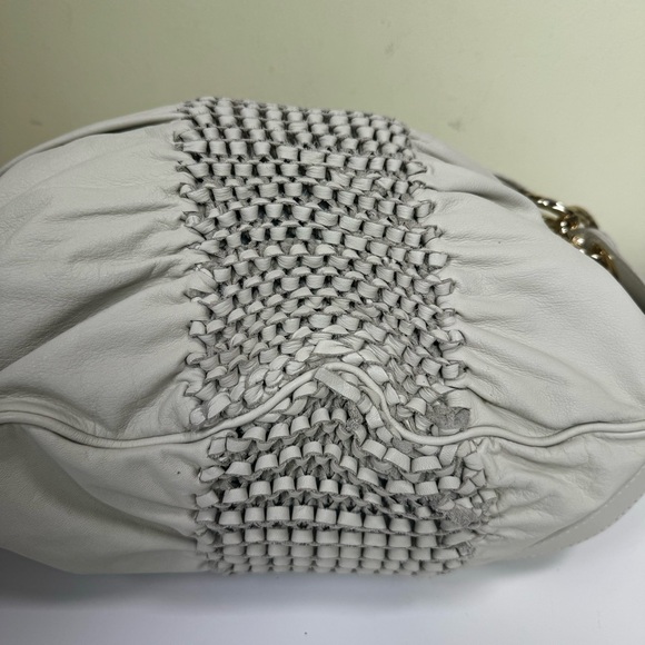 Diane Von Furstenburg DFV Kelli Leather Hobo Woven Bag Tote Ruched Tan Gold Soft - Picture 10 of 16